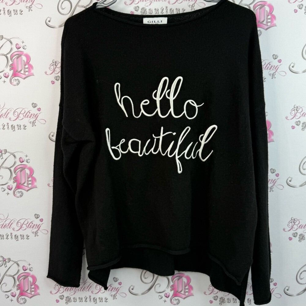 Gilli sweater pull over hello beautiful white knitted cozy Black Knit Sweater